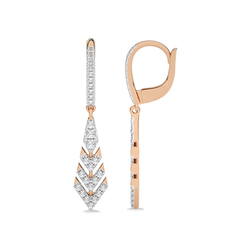 1/2 CT. Arrow Round Natural Diamond Lever Back Drop Earrings