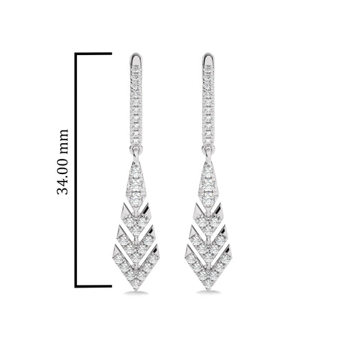 1/2 CT. Arrow Round Natural Diamond Lever Back Drop Earrings