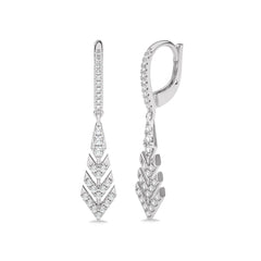 1/2 CT. Arrow Round Natural Diamond Lever Back Drop Earrings