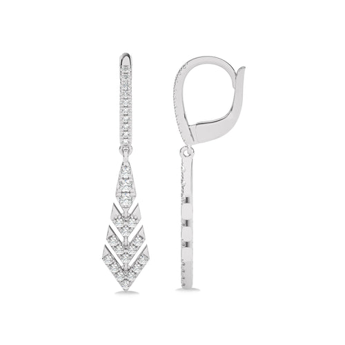 1/2 CT. Arrow Round Natural Diamond Lever Back Drop Earrings