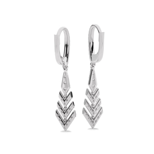 1/2 CT. Arrow Round Natural Diamond Lever Back Drop Earrings