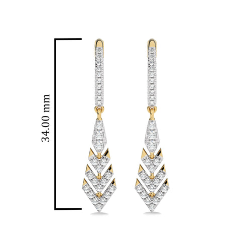 1/2 CT. Arrow Round Lab Created Diamond Lever Back Drop Earrings