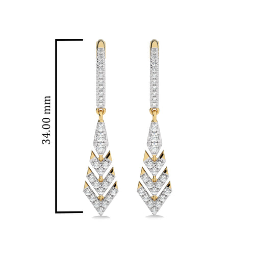 1/2 CT. Arrow Round Natural Diamond Lever Back Drop Earrings