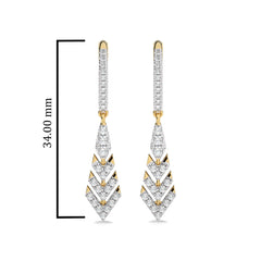 1/2 CT. Arrow Round Natural Diamond Lever Back Drop Earrings