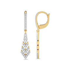 1/2 CT. Arrow Round Natural Diamond Lever Back Drop Earrings