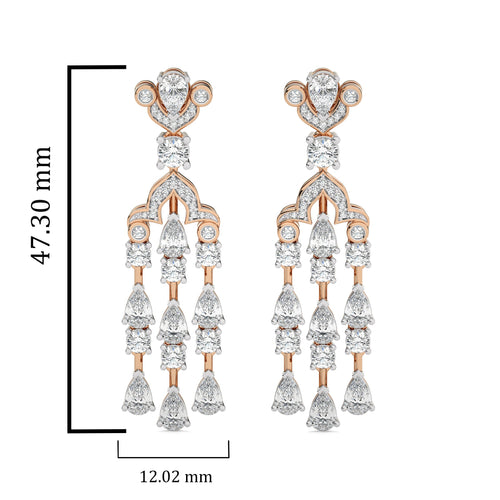 6 CT. Round and Pear Lab Created Diamond Dangle Earrings