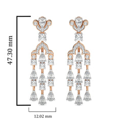 6 CT. Round and Pear Natural Diamond Dangle Earrings