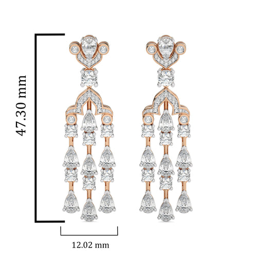 6 CT. Round and Pear Natural Diamond Dangle Earrings