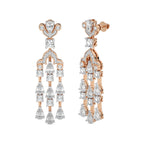 6 CT. Round and Pear Natural Diamond Dangle Earrings