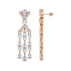 6 CT. Round and Pear Natural Diamond Dangle Earrings