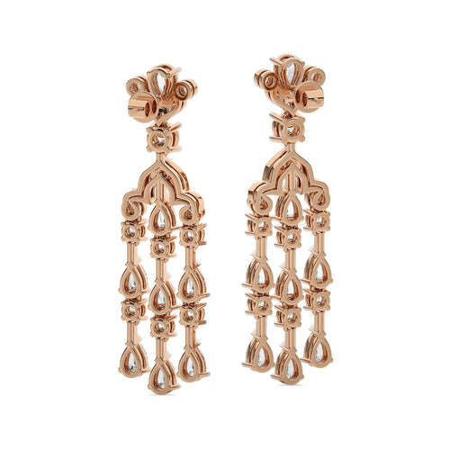 6 CT. Round and Pear Natural Diamond Dangle Earrings