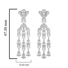 6 CT. Round and Pear Natural Diamond Dangle Earrings