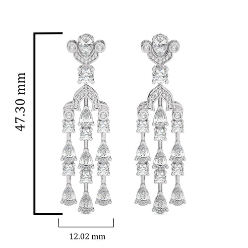 6 CT. Round and Pear Natural Diamond Dangle Earrings