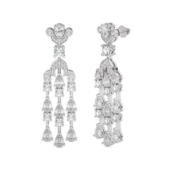 6 CT. Round and Pear Natural Diamond Dangle Earrings