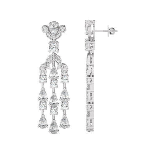 6 CT. Round and Pear Natural Diamond Dangle Earrings