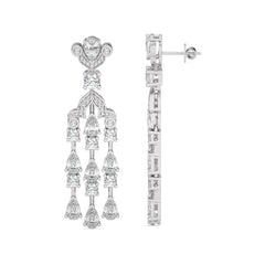 6 CT. Round and Pear Natural Diamond Dangle Earrings