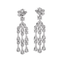 6 CT. Round and Pear Natural Diamond Dangle Earrings