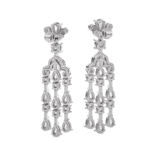 6 CT. Round and Pear Natural Diamond Dangle Earrings