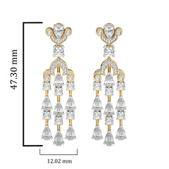6 CT. Round and Pear Natural Diamond Dangle Earrings