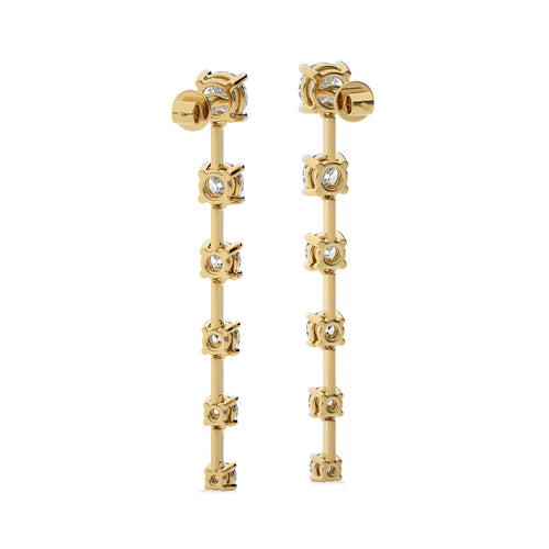 3 CT. Six Stone Round Natural Diamond Gradual Drop Earrings