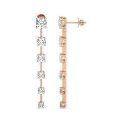 3 CT. Six Stone Round Natural Diamond Gradual Drop Earrings