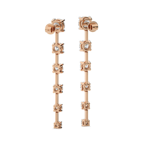 3 CT. Six Stone Round Natural Diamond Gradual Drop Earrings