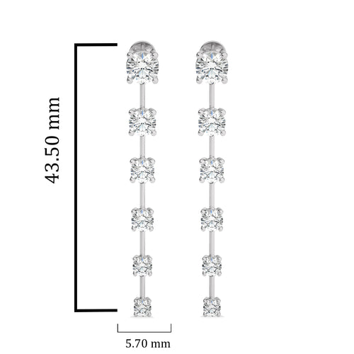 3 CT. Six Stone Round Lab Created Diamond Gradual Drop Earrings