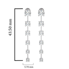 3 CT. Six Stone Round Natural Diamond Gradual Drop Earrings
