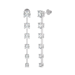 3 CT. Six Stone Round Natural Diamond Gradual Drop Earrings