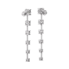 3 CT. Six Stone Round Natural Diamond Gradual Drop Earrings