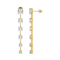 3 CT. Six Stone Round Natural Diamond Gradual Drop Earrings
