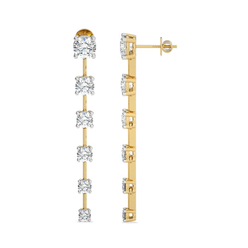 3 CT. Six Stone Round Natural Diamond Gradual Drop Earrings