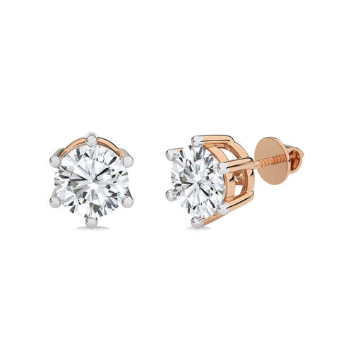 2 1/2  CT. Round Natural Diamond Stud Earrings