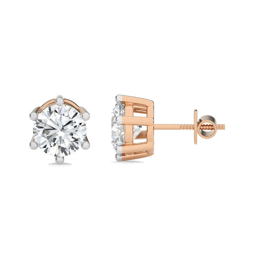 2 1/2  CT. Round Natural Diamond Stud Earrings