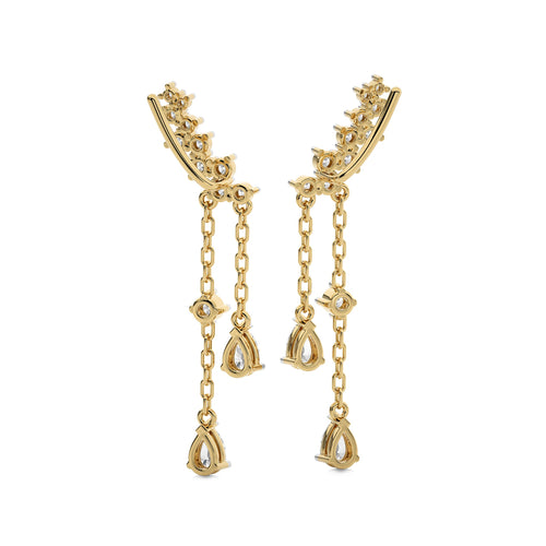 1 3/4 CT.Round and Pear Lab Created Diamond Climber Earrings