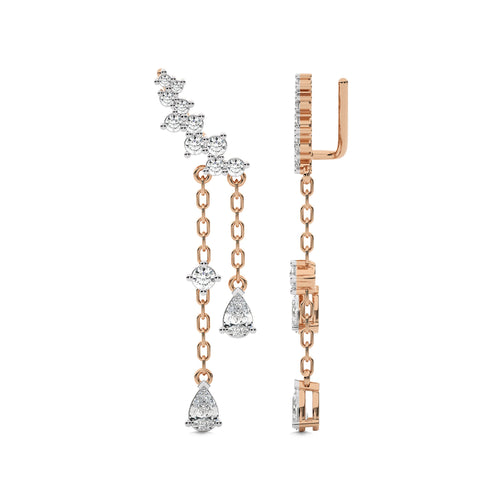 1 3/4 CT.Round and Pear Lab Created Diamond Climber Earrings