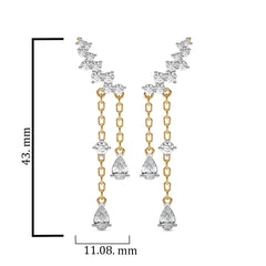 1 3/4 CT.Round and Pear Lab Created Diamond Climber Earrings