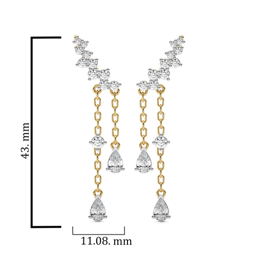 1 3/4 CT.Round and Pear Lab Created Diamond Climber Earrings