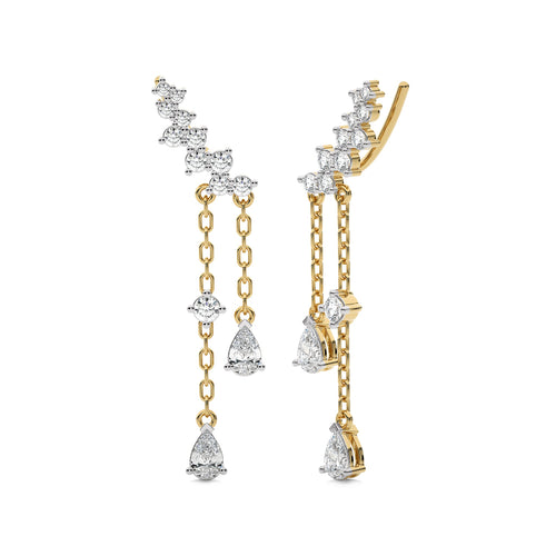1 3/4 CT.Round and Pear Lab Created Diamond Climber Earrings