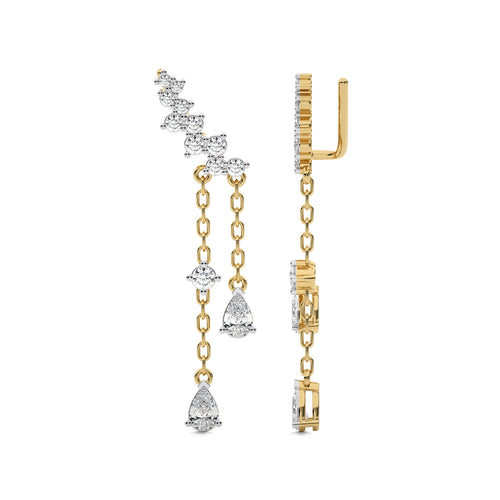 1 3/4 CT.Round and Pear Lab Created Diamond Climber Earrings