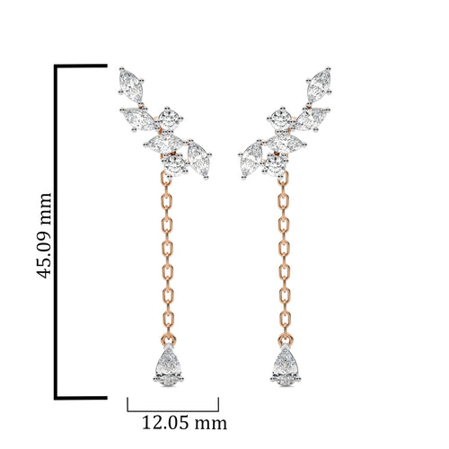 2 CT. Round,Marquise and Pear Lab Created Diamond Climber Earrings