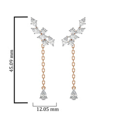 2 CT. Round,Marquise and Pear Natural Diamond Climber Earrings