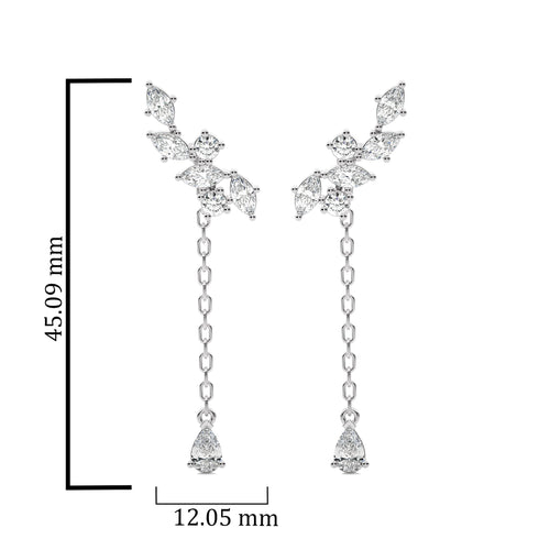 2 CT. Round,Marquise and Pear Lab Created Diamond Climber Earrings