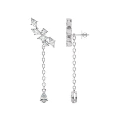 2 CT. Round,Marquise and Pear Lab Created Diamond Climber Earrings