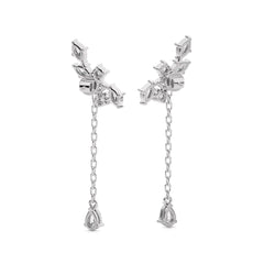 2 CT. Round,Marquise and Pear Natural Diamond Climber Earrings