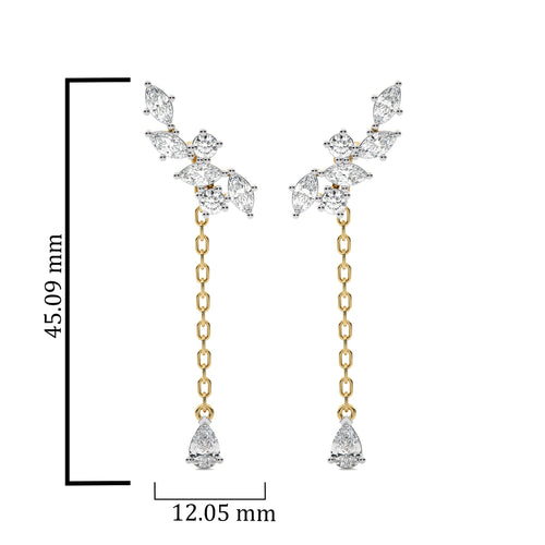 2 CT. Round,Marquise and Pear Lab Created Diamond Climber Earrings