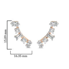 1 1/2 CT. Round,Marquise and Baguette Natural Diamond Crawler Earrings