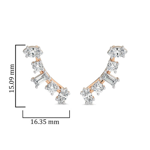 1 1/2 CT. Round,Marquise and Baguette Crawler Earrings