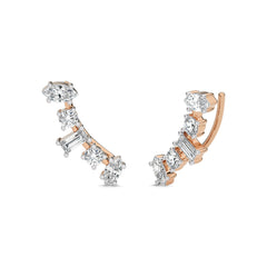 1 1/2 CT. Round,Marquise and Baguette Crawler Earrings