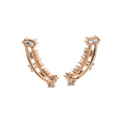 1 1/2 CT. Round,Marquise and Baguette Crawler Earrings